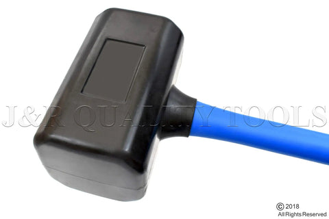 Close-up of 10 lb Dead Blow Sledge Hammer with 36 inch handle, non-marring head for spark-free impact on auto bodies and metalwork.