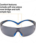 SecureFit Safety Glasses With Scotchgard Anti Fog Anti Scratch Lenses 20 Pack ANSI Z87 Rated Gray Lens Blue Gray Frame