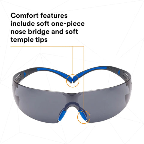 SecureFit Safety Glasses With Scotchgard Anti Fog Anti Scratch Lenses 20 Pack ANSI Z87 Rated Gray Lens Blue Gray Frame