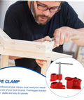 Lightweight Quick Woodworking Pipe Clamp With Ergonomic Grip For One Hand Operation displayed with user in woodworking setting