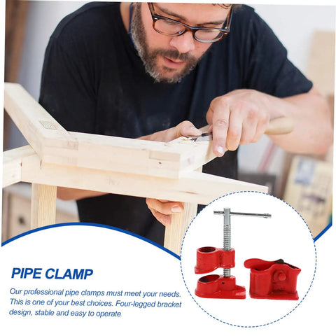 Lightweight Quick Woodworking Pipe Clamp With Ergonomic Grip For One Hand Operation displayed with user in woodworking setting