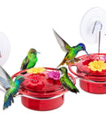 Window Hummingbird Feeder With Strong Suction Cup For Outdoors Bee Proof Feeding Ports And Stainless Steel Base 3Oz Capacity Mini