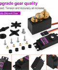 4 Pack High Torque Digital Servo Motors With Fully Copper Gears, featuring components and parts, ideal for RC and DIY projects.
