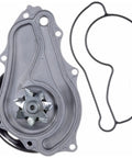 Top Shelf Engine Water Pump Built Tough For Daily Cruising with gray alloy housing and gasket for coolant circulation.