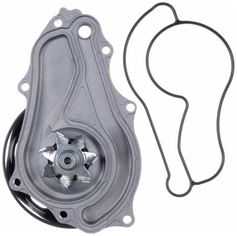 Top Shelf Engine Water Pump Built Tough For Daily Cruising with gray alloy housing and gasket for coolant circulation.