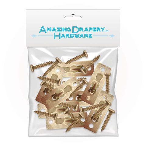 Beefy Heavy Duty Brass Curtain Rod Brackets With Screws, 4 Pairs 8 Pieces, swivel-end brass metal brackets and screws in package