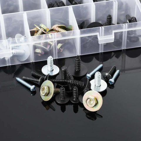 Grab And Go 160 Piece Metal Car Clip And Screw Kit For Body Panels With self-tapping screws and metal clips on display