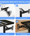 Installation guide for Heavy Duty Headboard Brackets For Adjustable Beds Slick Adjustable Frame Mounts, showing steps and components.