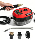2500W Handheld High Temperature Steam Cleaner With 6 Adjustable Steam Levels And 105 Degrees Celsius Steam Temperature For Kitchen Car Bathroom And Hardwood Floors Includes 5 Attachments And 15 Second Heat Up with attachments displayed