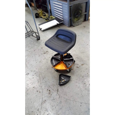 Adjustable Height Swivel Mechanics Seat For 18 To 22 Inches 360 Degree Spin Solid Rubber Seat And Durable Powder Coated Metal Frame
