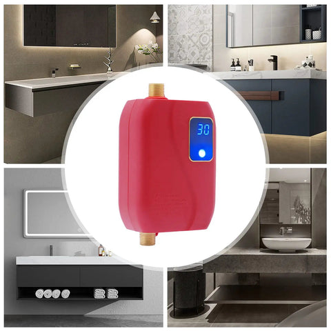 3000W Electric Mini Tank Water Heater Under Sink Real Quick Hot Water Solution For RV Camper Kitchen Easy Wall Or Floor Mount Setup Digital Temp Control 68 To 122F Sweet Spot For Point Of Use Needs in modern bathroom setting