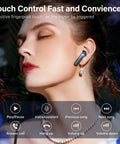 Woman using Wireless Earbuds With LED Power Display And 50 Hour Playtime Bluetooth 5.3 HiFi Stereo Earphones ENC Noise Cancellation