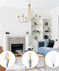 Dope Gold Farmhouse Chandelier With Industrial Style 6 Light Pendant Lighting in modern living room setting