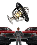 Heavy Duty Coolant Engine Thermostat With Gasket showing metal and plastic parts for Honda fit and direct OEM swap.