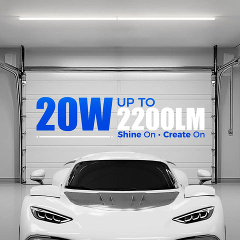 T5 4 Foot LED Shop Light Kit With 2200 Lumens 5000K Daylight White 20W Crazy Bright Ceiling Garage Light With Car Display