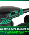 Close-up of palm-size comfort grip on 5 Inch Random Orbit Finishing Sander With Variable Speed And Palm Size Comfort Grip 230W Motor