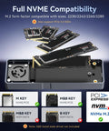 Smooth Operator M2 Nvme Ssd Enclosure With Built In Cooling Fan Delivers Blazing Fast Thunderbolt 5 Speeds Up To Eighty Gbps showing M.2 SSD compatibility.