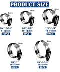 42 Piece Black Stainless Steel Hose Clamps Kit For DIY Auto Repairs With Metal Adjustable Worm Gear Clamps size chart