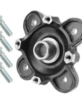 Close-up of Built Tough Front Wheel Hub And Bearing Assembly With Grade 8 Studs Fits Polaris Ranger 900 1000 Diesel 570 Full Size Pro Xd Evo Ev Utv Built Like A Rock Drop In with bolts.