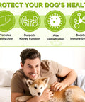 Game Changer Milk Thistle For Dogs With 180 Chewable Tablets showing a man with a dog highlighting health benefits.