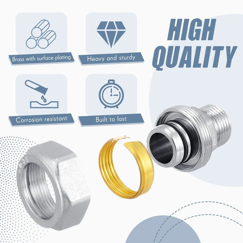 Six Pack Straight Air Piping Fittings Three Quarters Inch By One Half Inch Brass Nickel Plated 200 Psi Pro Grade Tubing Details