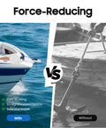Comparison image showing 25 LBS Electric Anchor Winch with Wireless Remote for Boats in Saltwater vs. manual anchor handling, highlighting ease of use.