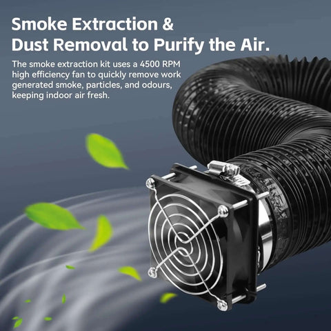Image of Smoke Exhaust Kit For Laser Engraver And 3D Printer Enclosure With 4500 RPM Fan And Vent Pipe in action.