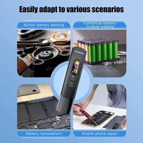 Portable Handheld Spot Welder With 2 In 1 Welding Pen, lightweight device for various welding tasks, shown in use.