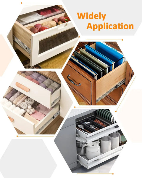 16 Inch Soft Close Drawer Slides 1 Pair Full Extension Heavy Duty Cabinet Drawer Rails Side Mount Ball Bearing Tracks 78LB Load