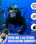 Scuba Regulator DIN To Yoke Adapter With Dust Cap For First Stage Conversion From DIN To Yoke Easily Wider Tank Compatibility 250 Bar 3300 PSI Durable Dive Gear Accessory