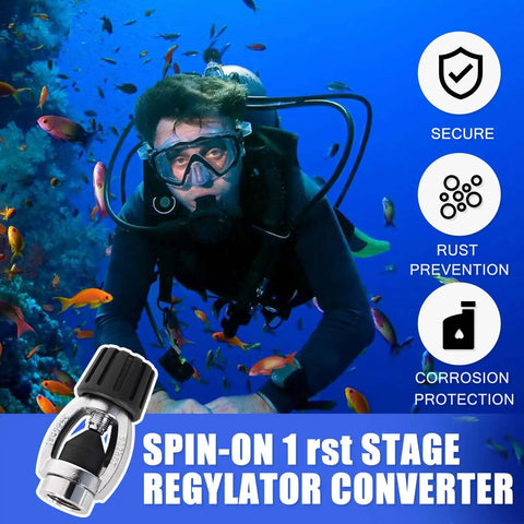 Scuba Regulator DIN To Yoke Adapter With Dust Cap For First Stage Conversion From DIN To Yoke Easily Wider Tank Compatibility 250 Bar 3300 PSI Durable Dive Gear Accessory