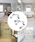 Badass 2 Pack Chrome Towel Bar Brackets For Shower And Tub Enclosure With Hardcore Zinc Alloy Design displayed in various bathroom settings.