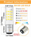 LED Dope Sewing Machine Light Bulb BA15D Bayonet Base 110 130V T3 T4 C7 S6 4W Daylight 6000K Replaces 40W Halogen No Dimmer 2 Pack Energy Saving Low Heat Bright White; BA15D LED bulb with dimensions