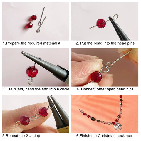 Open Eye Pins for Jewelry Making 304 Stainless Steel 24 Gauge 0.6x20mm Silver 600 Pcs Box Great for Beading Earrings Necklaces Bracelets Dangles Charms and DIY Findings, bead-linking steps