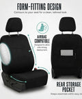 Full Set Cloth Car Seat Covers With Universal Fit For Front Seats And Split Rear Bench, Airbag Compatible And Easy Clean