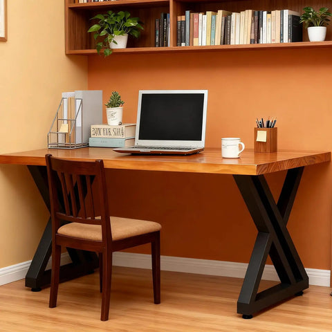 Heavy Duty Black Metal Table Legs Set Of 2 28 Inch High T Shape Iron Desk Legs For DIY Dining Tables And Desks.