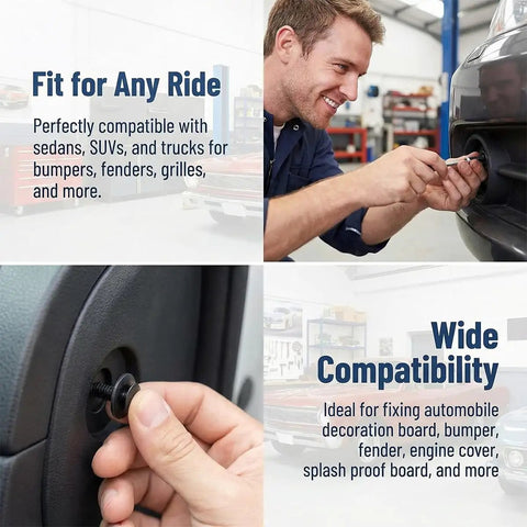 Heavy Duty Auto Body Screws And Bolts 50 Pack Badass Vehicle Splash Shield Clips Rust Resistant U Nut Fasteners Universal Fit for trucks and sedans.