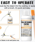 Tool Dip Rubber Coating For Tools, Waterproof Flexible Rubber Dip For Metal Wood Plastic, Seals Gaps, Weatherproof Protective Coating, Easy To Apply White Finish bottle and brush, 150g