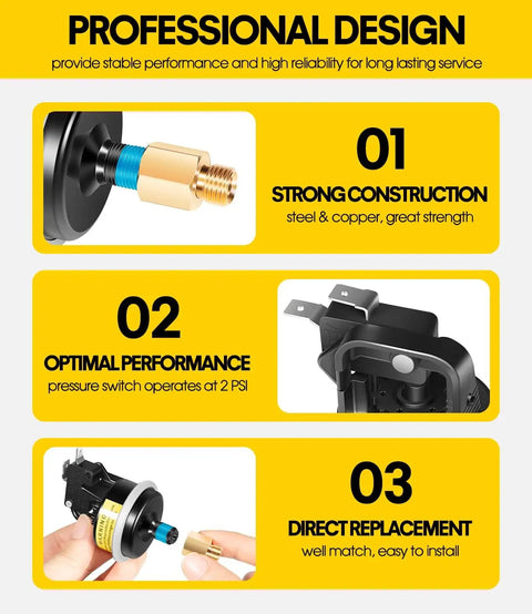 2 Psi Air Pressure Switch Replacement With O Ring For Jandy Zodiac Laars Teledyne Pool And Spa Heaters R0013200, strong construction