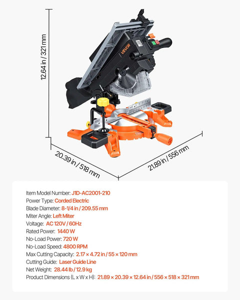 Two-In-One Miter And Table Saw With 8-1/4 Inch Blade, Precision Laser Alignment, 4800 RPM, Adjustable Angles, Splash Guard
