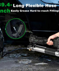 Cordless Grease Gun 12000 PSI Kit With 2 Rechargeable Batteries 39.4 Inch Flexible Hose LED Light Fast Charger Battery Powered