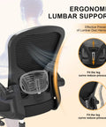 Ergonomic Mesh Desk Chair With 330Lbs Capacity, High Back Support, Adjustable Lumbar Detail, Flip Up Armrests