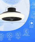 Low Profile Bladeless Ceiling Fan With Light 18 Inch Enclosed Flush Mount Quiet Pure Copper Motor Remote Control 6 Speeds 3 Color