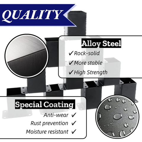 Railing Post Base 4X4 Real Size 3.5X3.5 Inches 10 Pack Black With Screws Heavy Duty Ground Anchor Alloy Steel Quality