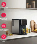 Touchscreen Nugget Ice Maker For Countertop With 33 Lbs Daily Capacity, Easy Tap Control, sleek slate finish in kitchen setting.