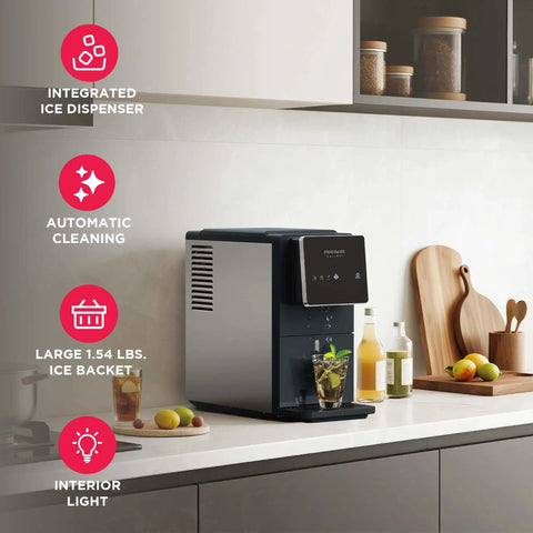 Touchscreen Nugget Ice Maker For Countertop With 33 Lbs Daily Capacity, Easy Tap Control, sleek slate finish in kitchen setting.
