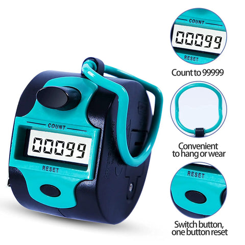 Slick Digital Clicker Tally Counter With Big Lcd Screen And Easy Palm Press For Crochet Knitting Golf Tracking And Row Counting, shows count at 99.