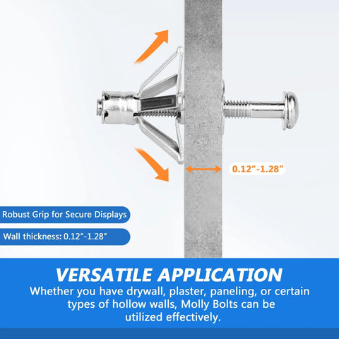 Cross-section view of Heavy-Duty Molly Bolts For Drywall And Plaster Walls Kit showing bolt installed in wall.