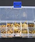320 Piece M2 Hex Brass Spacers And Standoffs Kit With Male And Female Screws Nuts Assortment For PCBs And Motherboards Threaded Pillars Durable High Temp Brass Hardware For Harsh Environments And Must Have DIY Electronics Projects. Brass standoff assortment in clear organizer box for PCB and motherboard mounting.