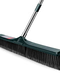 Heavy Duty Outdoor Push Broom With Hella Durable Stiff Bristles And 58 Inch Long Handle for patios and driveways.